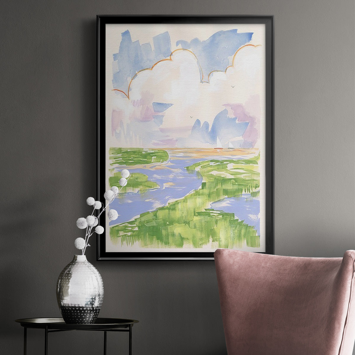 Low Country River Vista II - Modern Framed Canvas Print