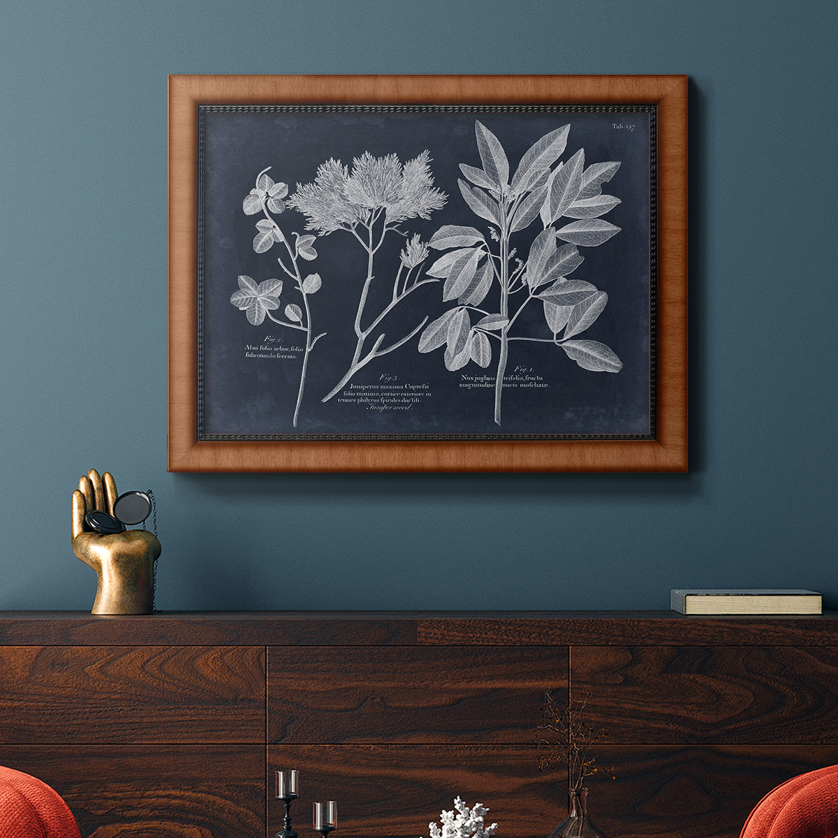 Foliage on Navy VI Premium Framed Canvas- Ready to Hang