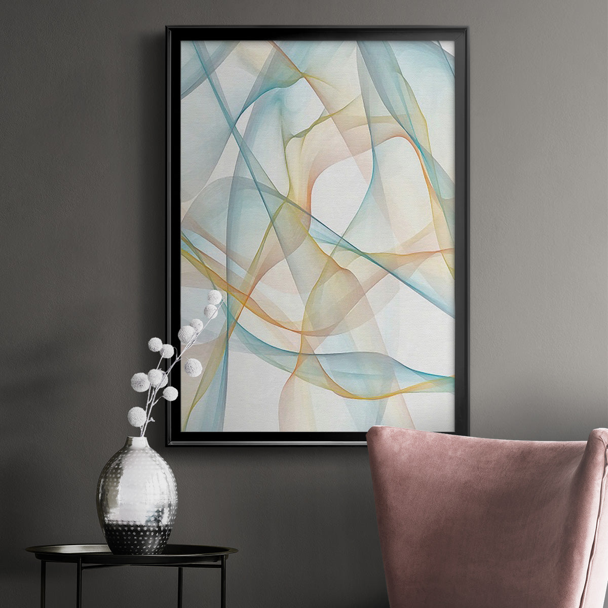 Curves and Waves III - Modern Framed Canvas Print