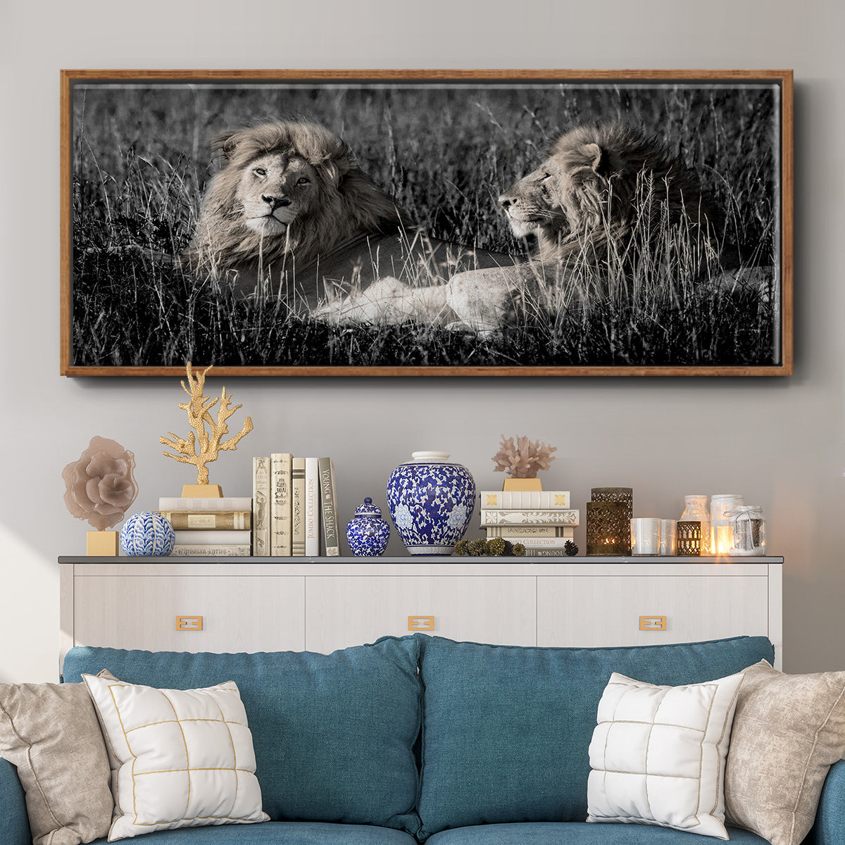 Mara Lions - Floater Framed Canvas Print