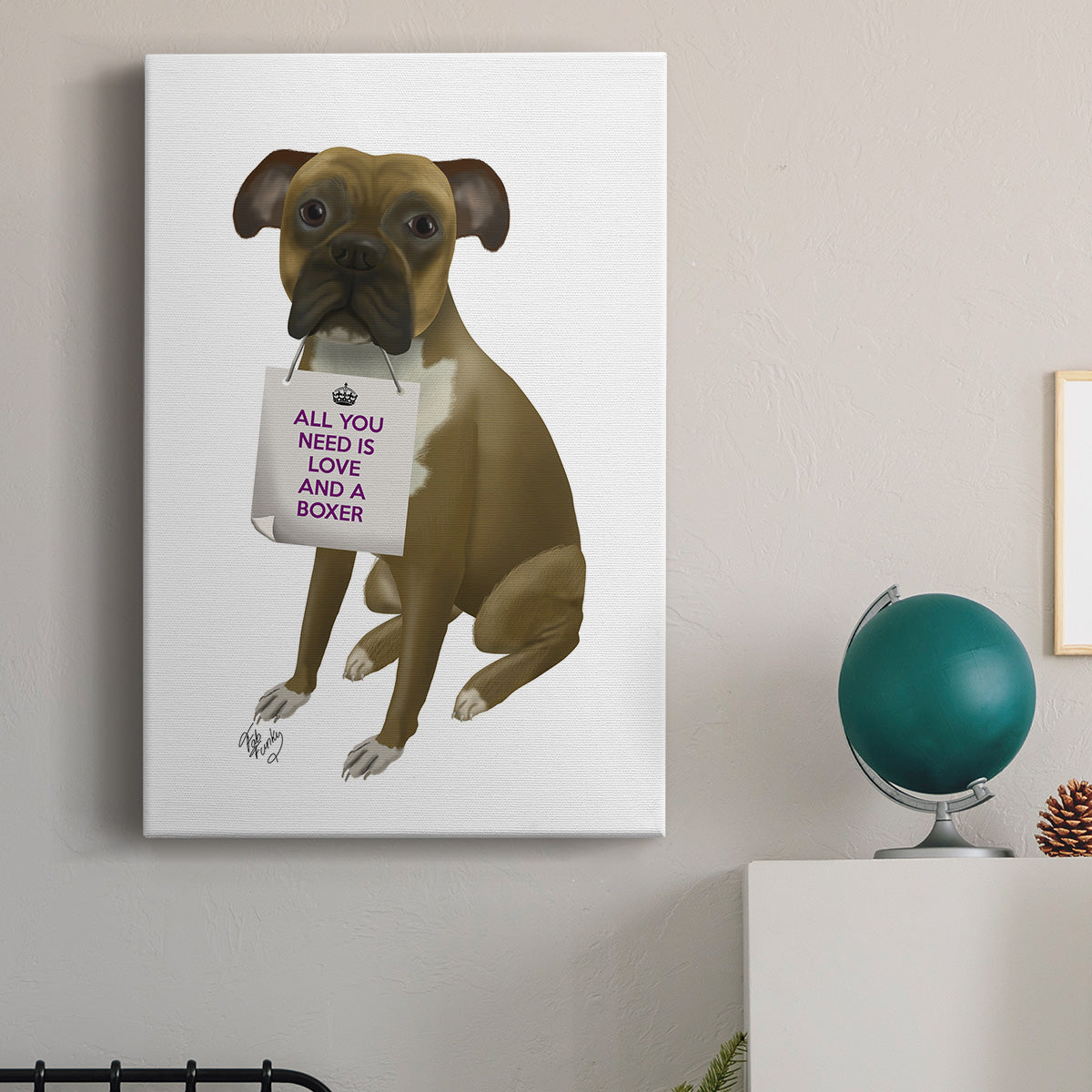 Love and Boxer Premium Gallery Wrapped Canvas - Ready to Hang