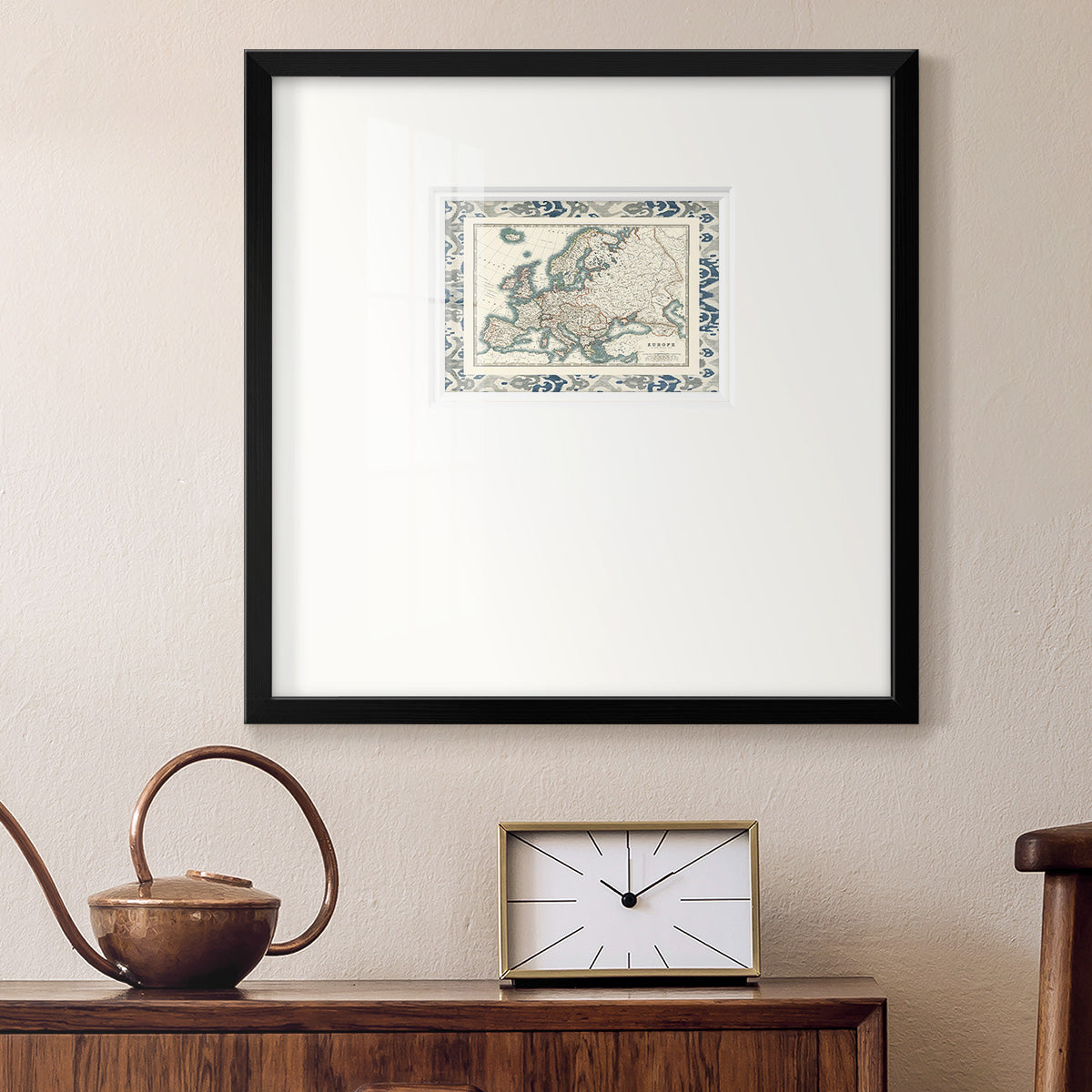 Bordered Map of Europe Premium Framed Print Double Matboard