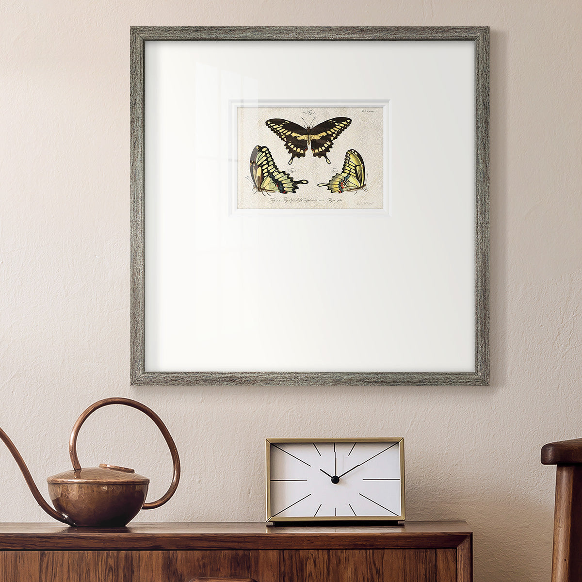 Crackled Butterflies I - Double Matboard Framed Print