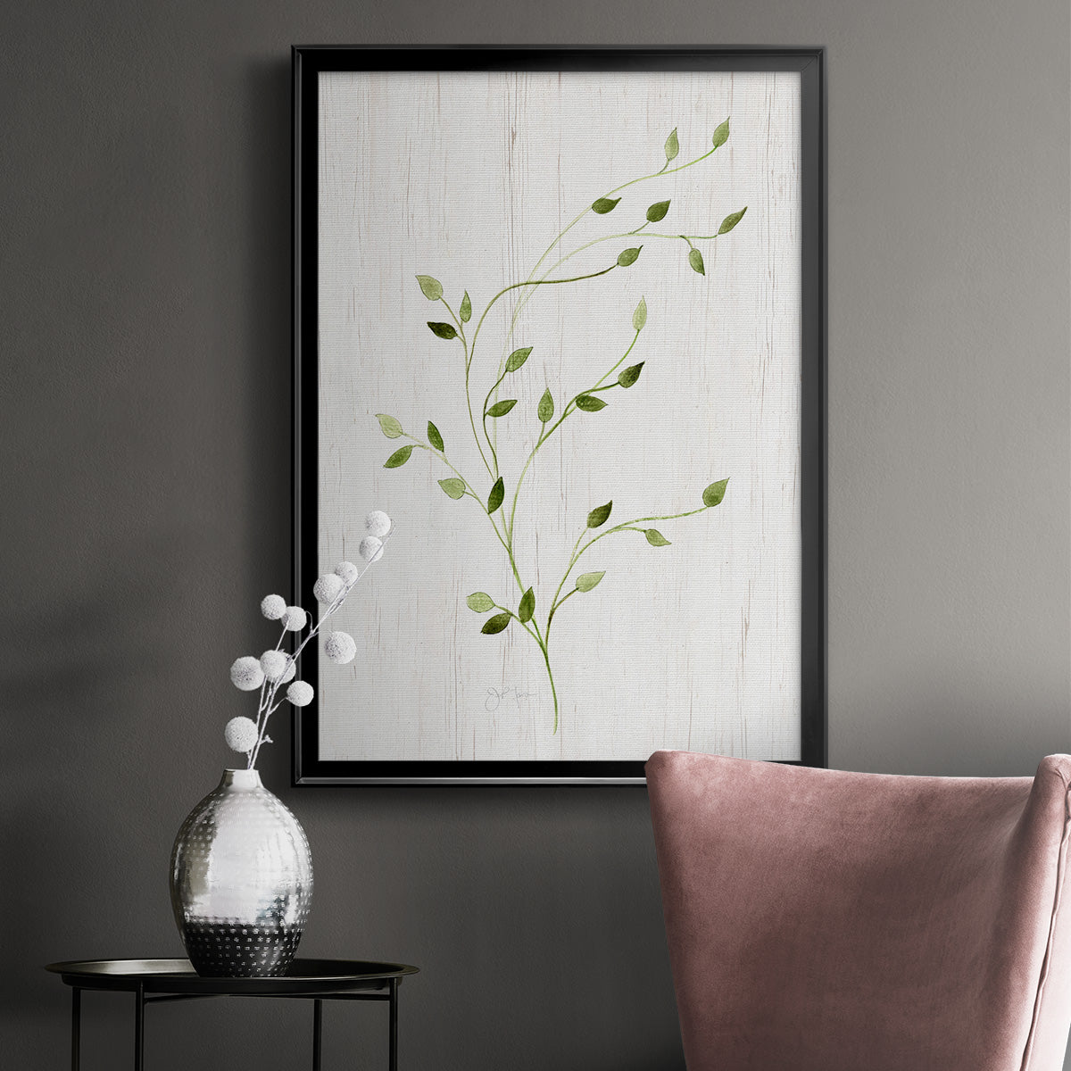 Windblown Leaves I - Modern Framed Canvas Print