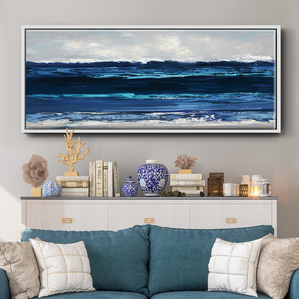 Beach Summer Surf - Floater Framed Canvas Print