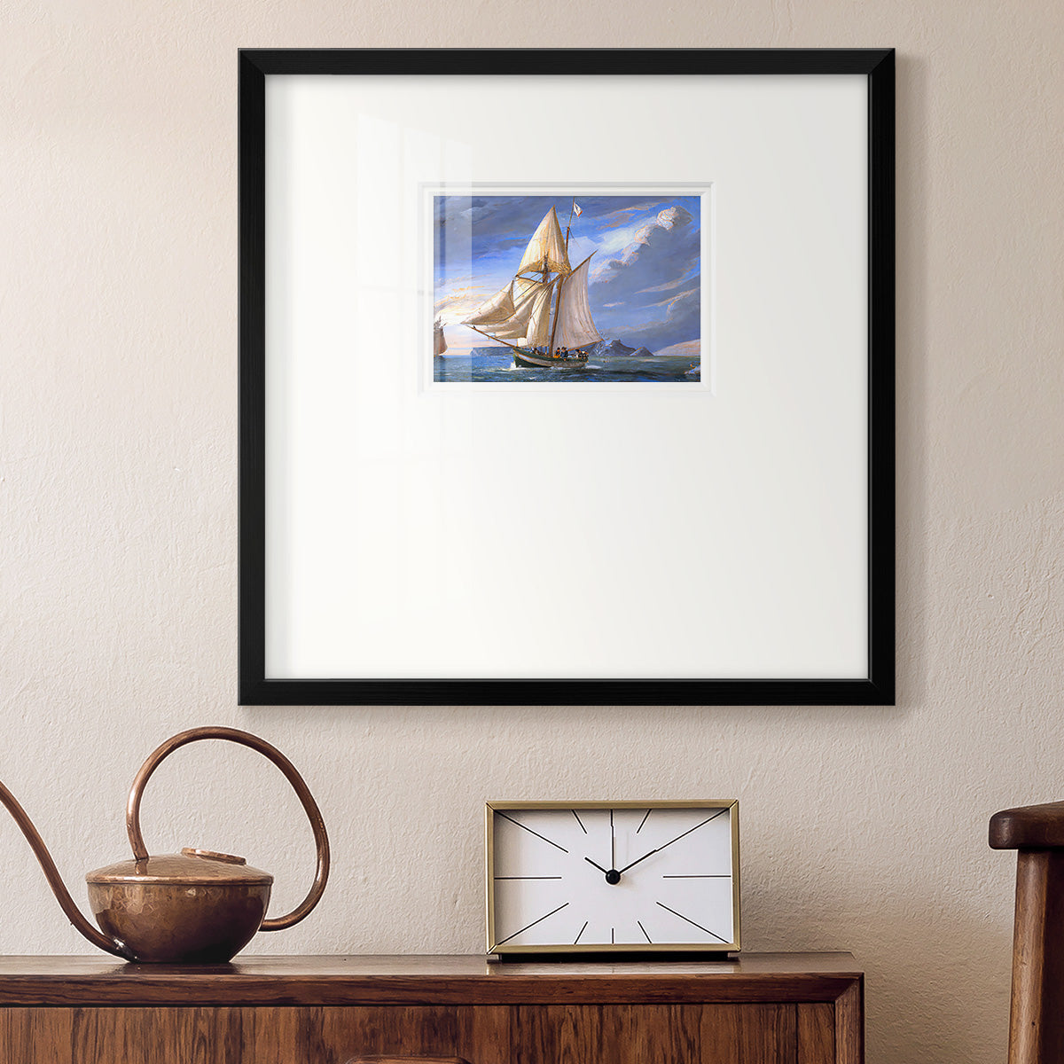 Sail Boat Clouds Premium Framed Print Double Matboard