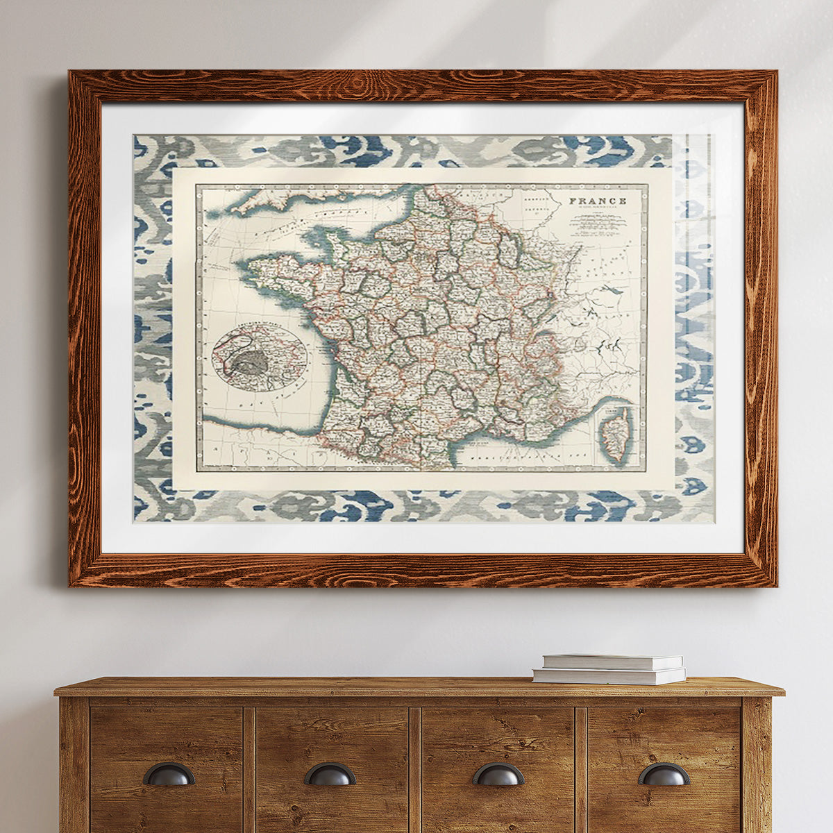 Bordered Map of France-Premium Framed Print - Ready to Hang