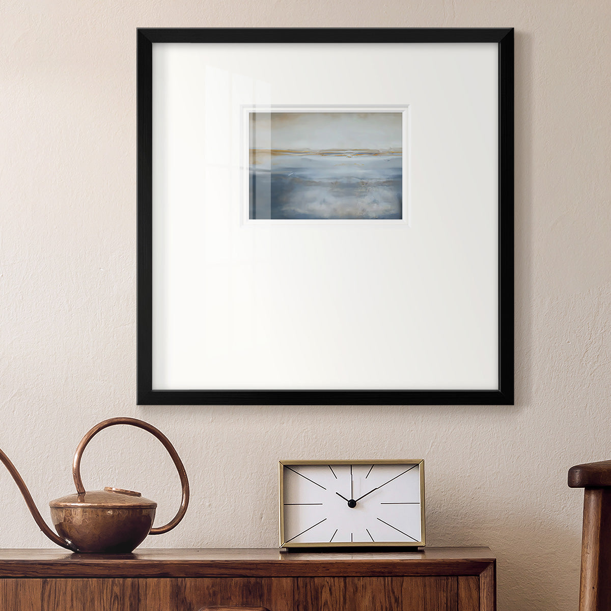 Blue and Gold Abstract II Premium Framed Print Double Matboard