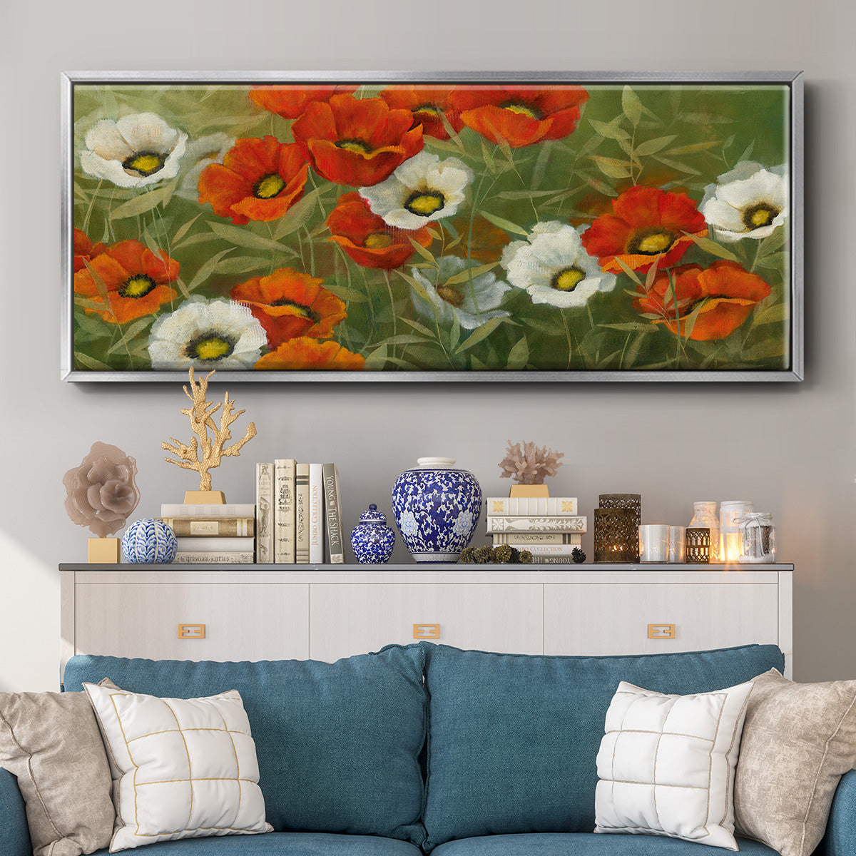 Poppy Symphony - Floater Framed Canvas Print