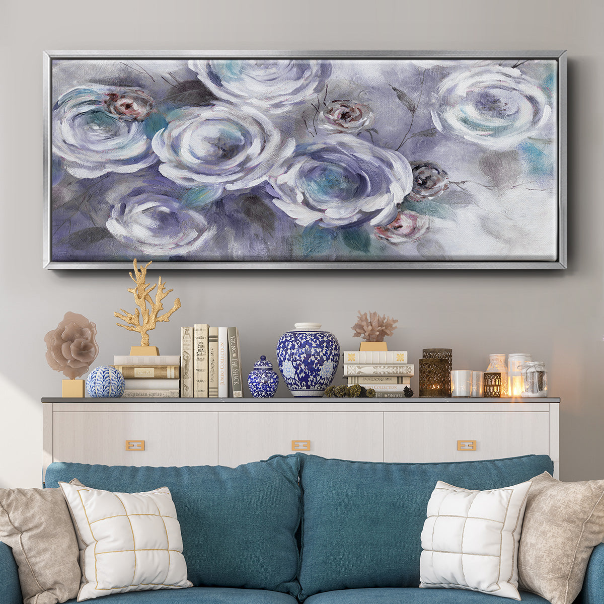 Iced Flowers - Floater Framed Canvas Print