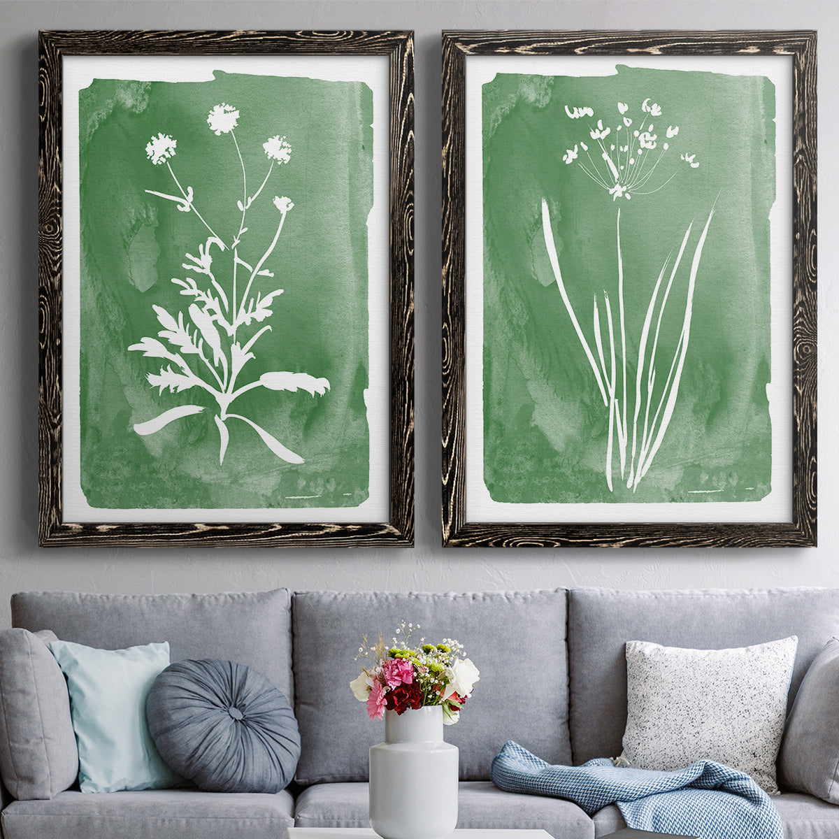 Green Botanical I - Premium Framed Canvas 2 Piece Set - Ready to Hang