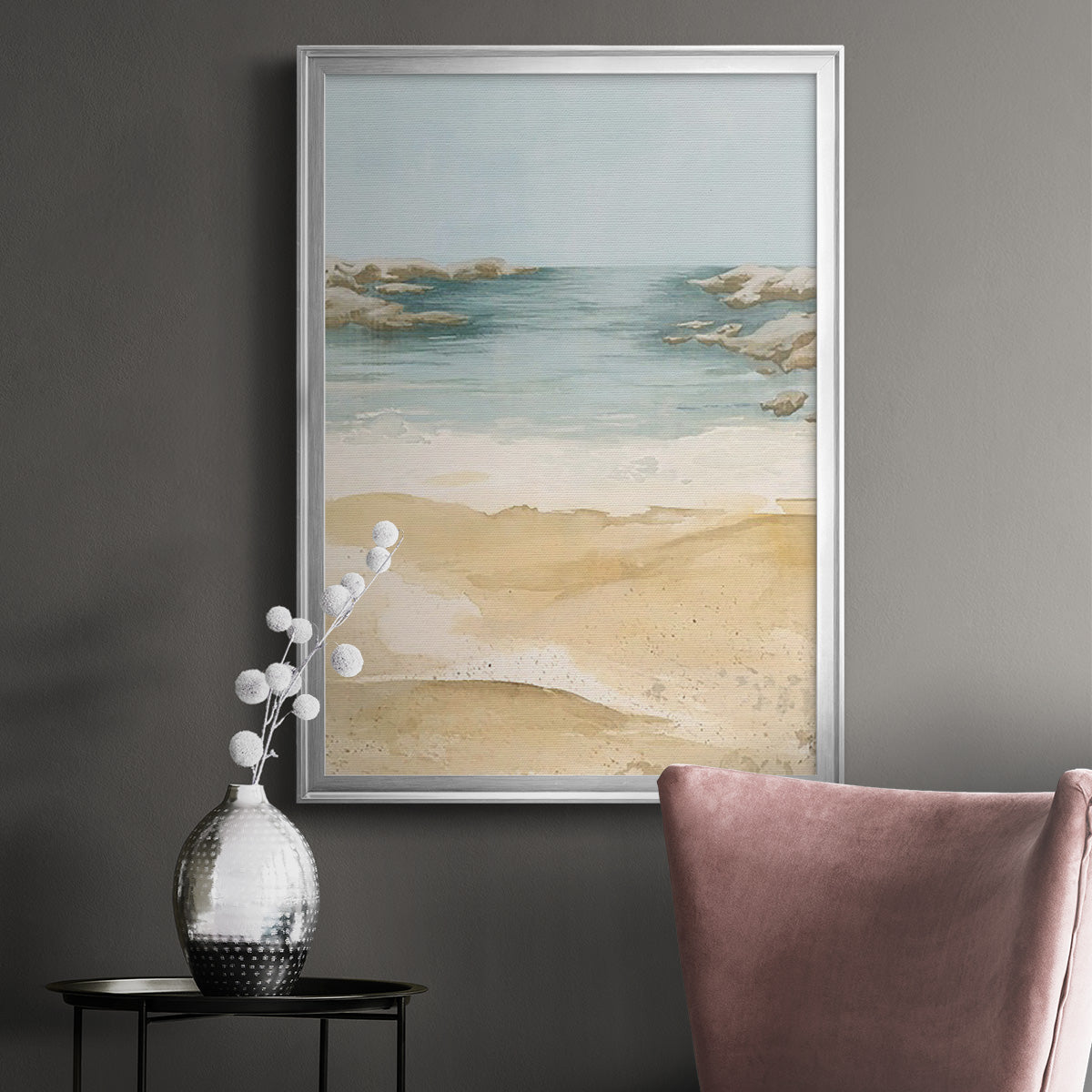 Tranquil Beach II - Modern Framed Canvas Print