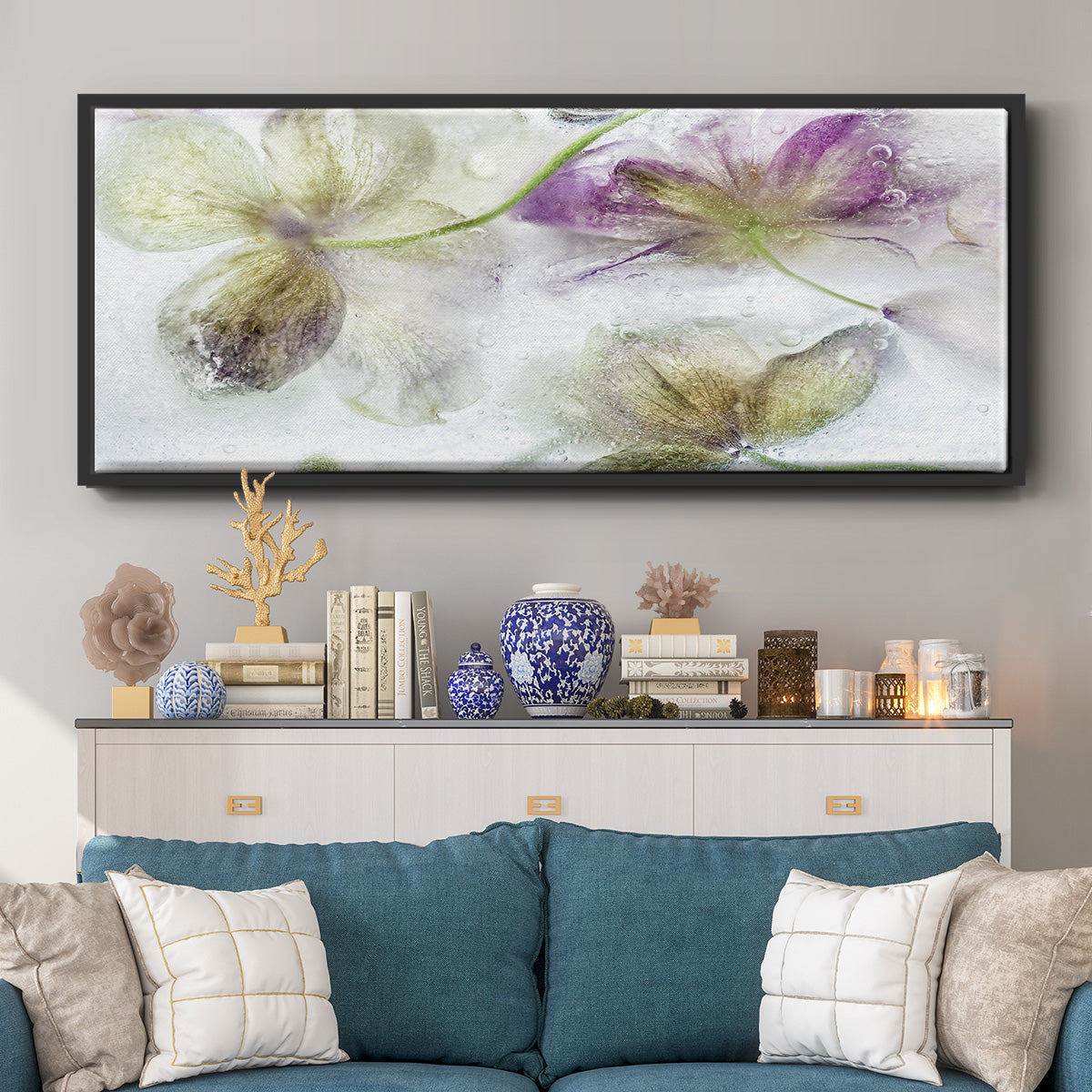 Frozen Floral IV - Floater Framed Canvas Print