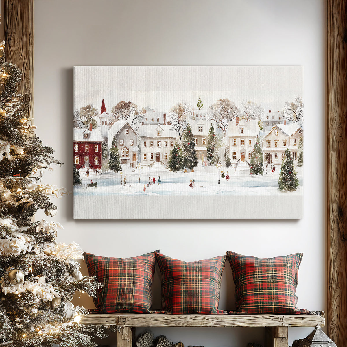 Pearled Yule Square - Canvas Art Print