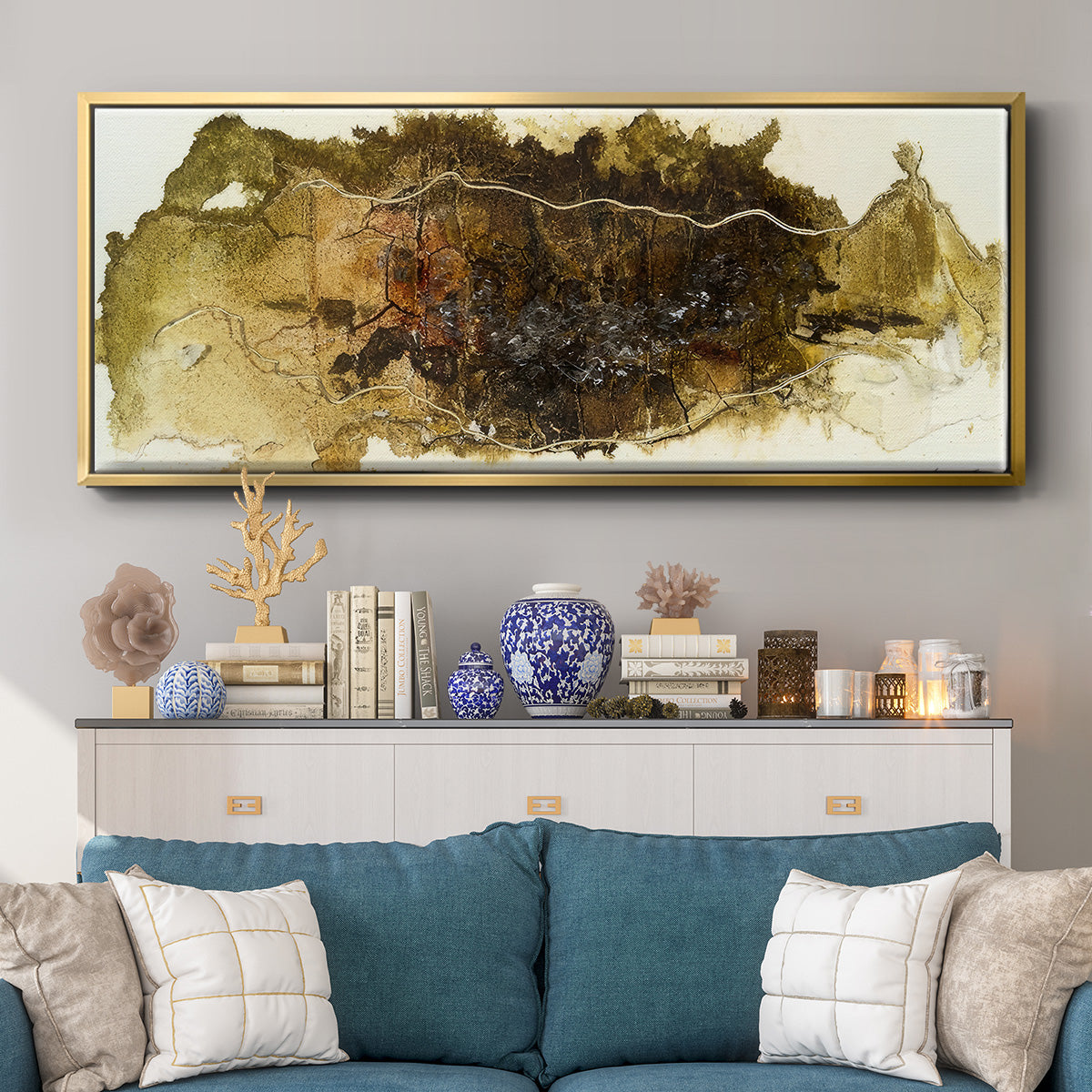 Bonded Gold I - Floater Framed Canvas Print