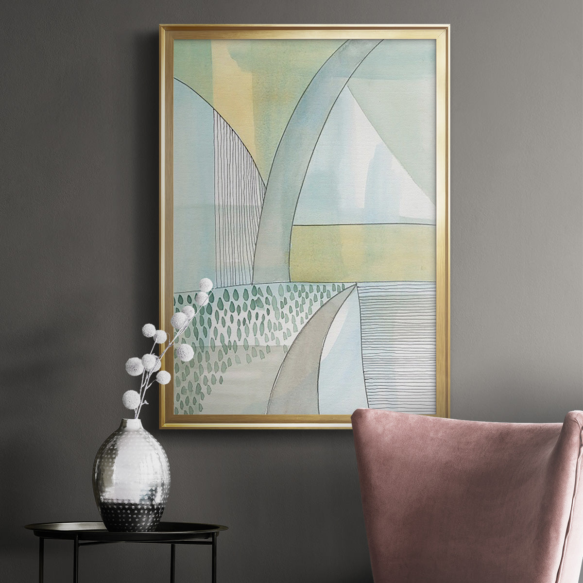 Mint Reflection II - Modern Framed Canvas Print