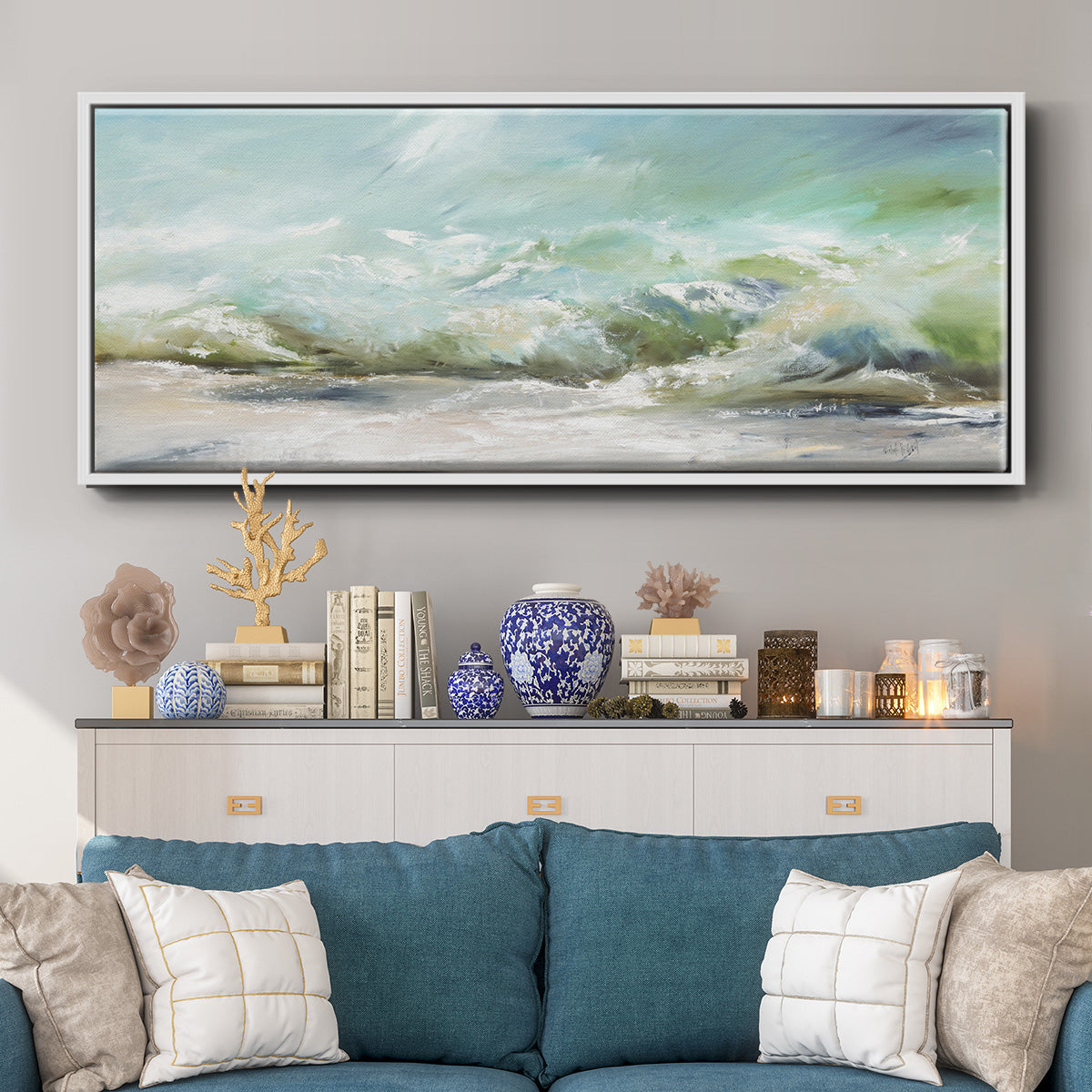 Dancing on the Waves II - Floater Framed Canvas Print
