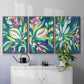 Blue Tropics I - Framed Premium Gallery Wrapped Canvas L Frame 3 Piece Set - Ready to Hang