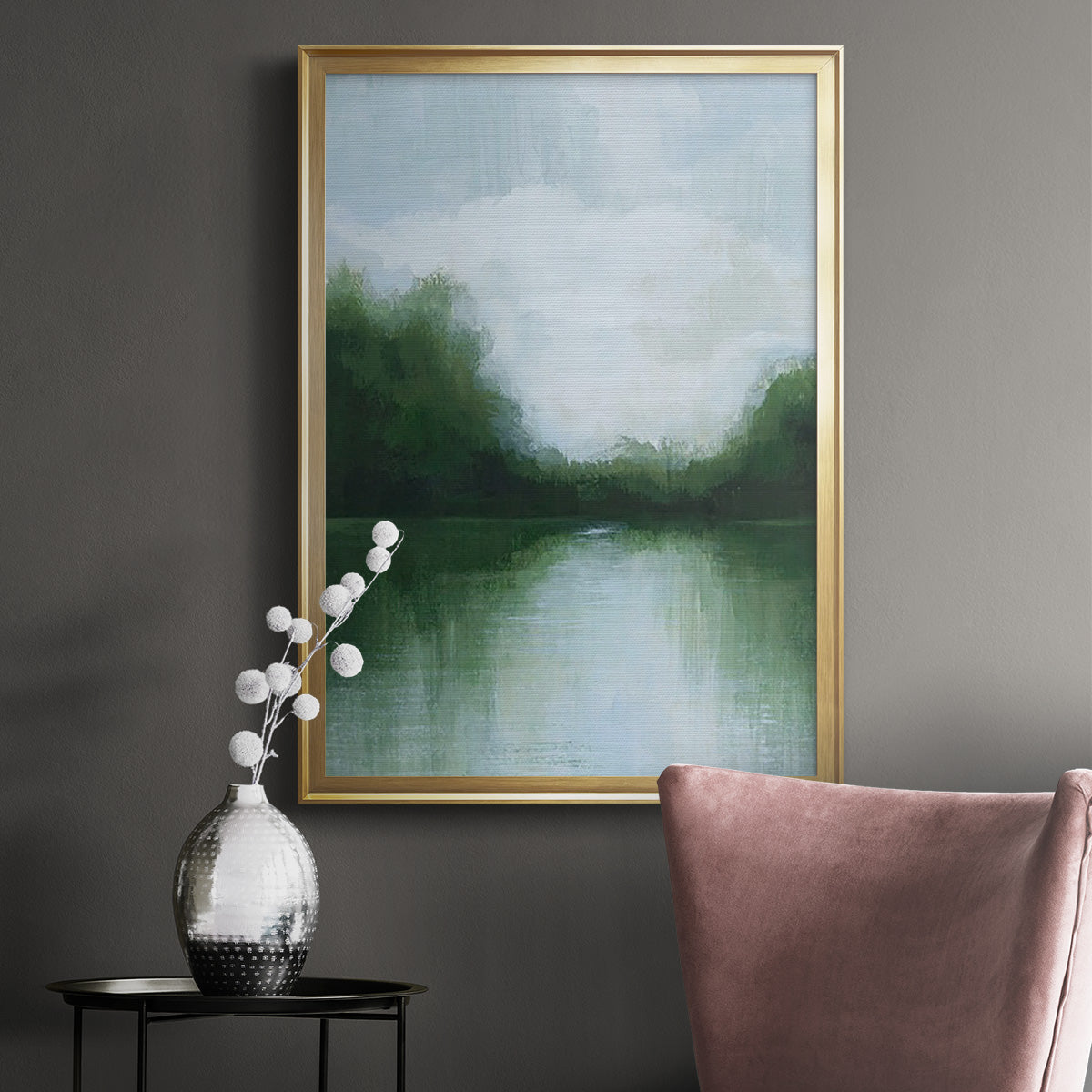 Mossy Reflections I - Modern Framed Canvas Print