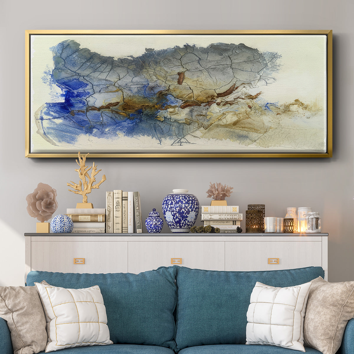 Golden Cleft I  - Floater Framed Canvas Print