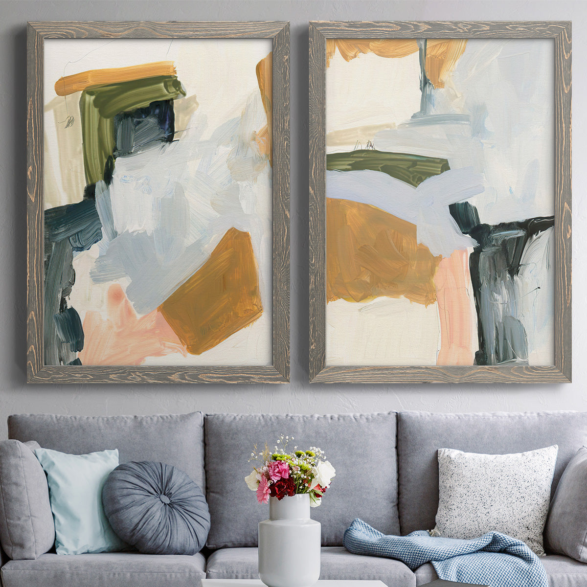 Palette Meld I - Premium Framed Canvas 2 Piece Set - Ready to Hang