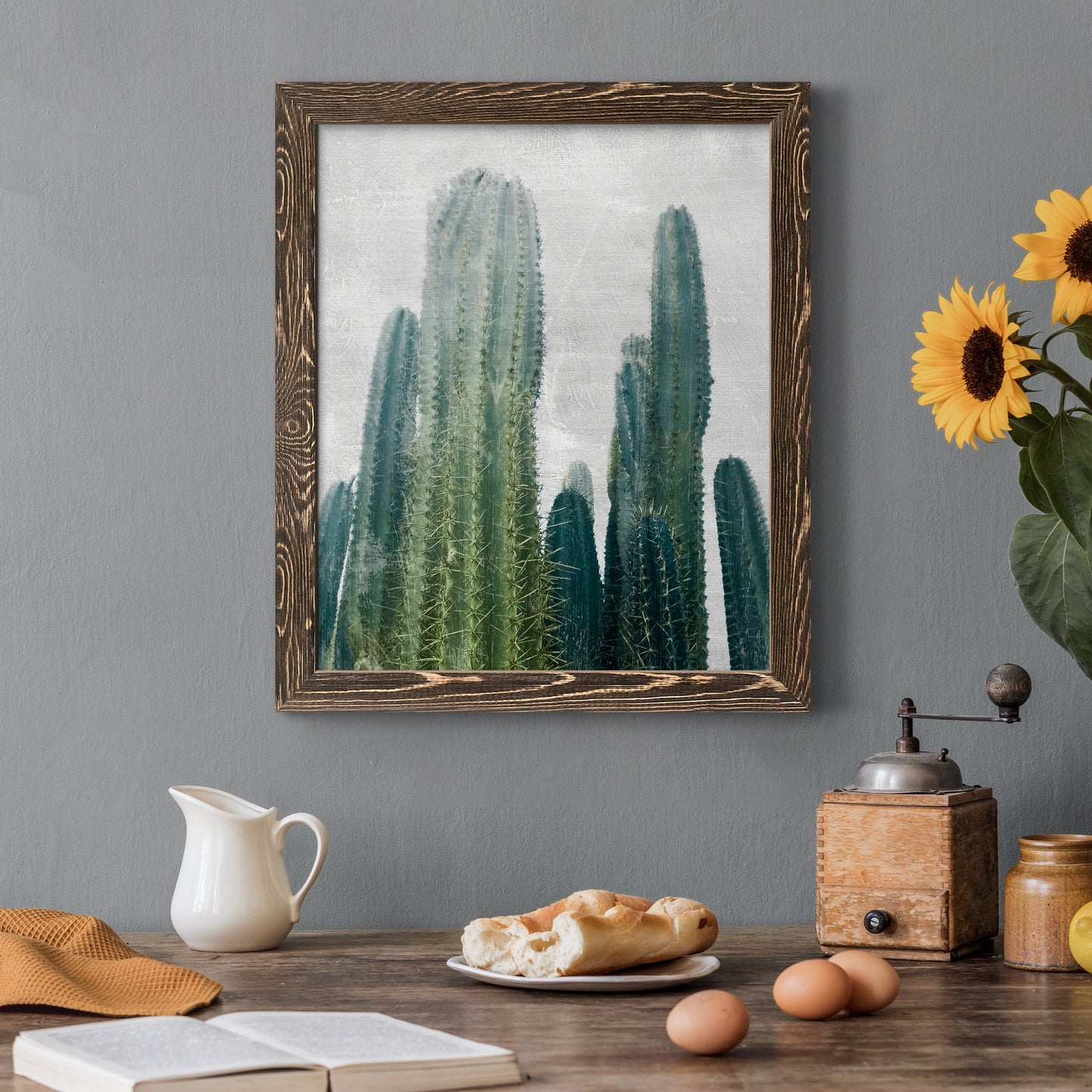 Aruba Cacti I - Premium Canvas Framed in Barnwood - Ready to Hang