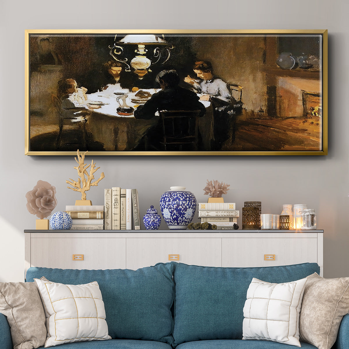 The Dinner, 1868 - Floater Framed Canvas Print