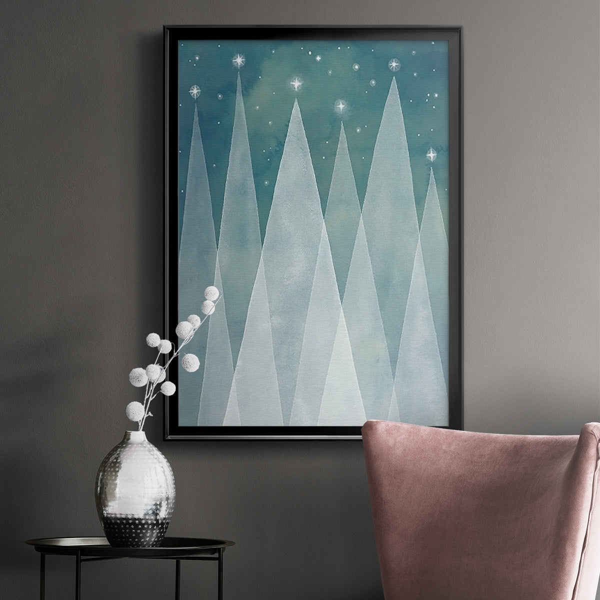 Mod Evergreens II - Modern Framed Canvas Print