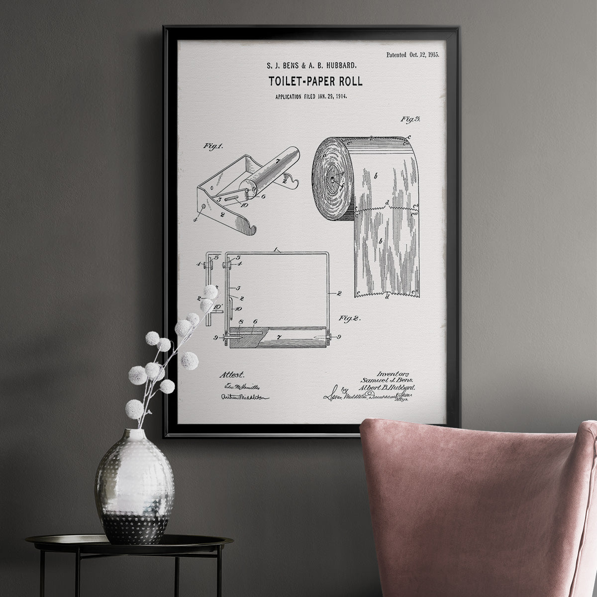 Toilet Paper Patent I - Modern Framed Canvas Print