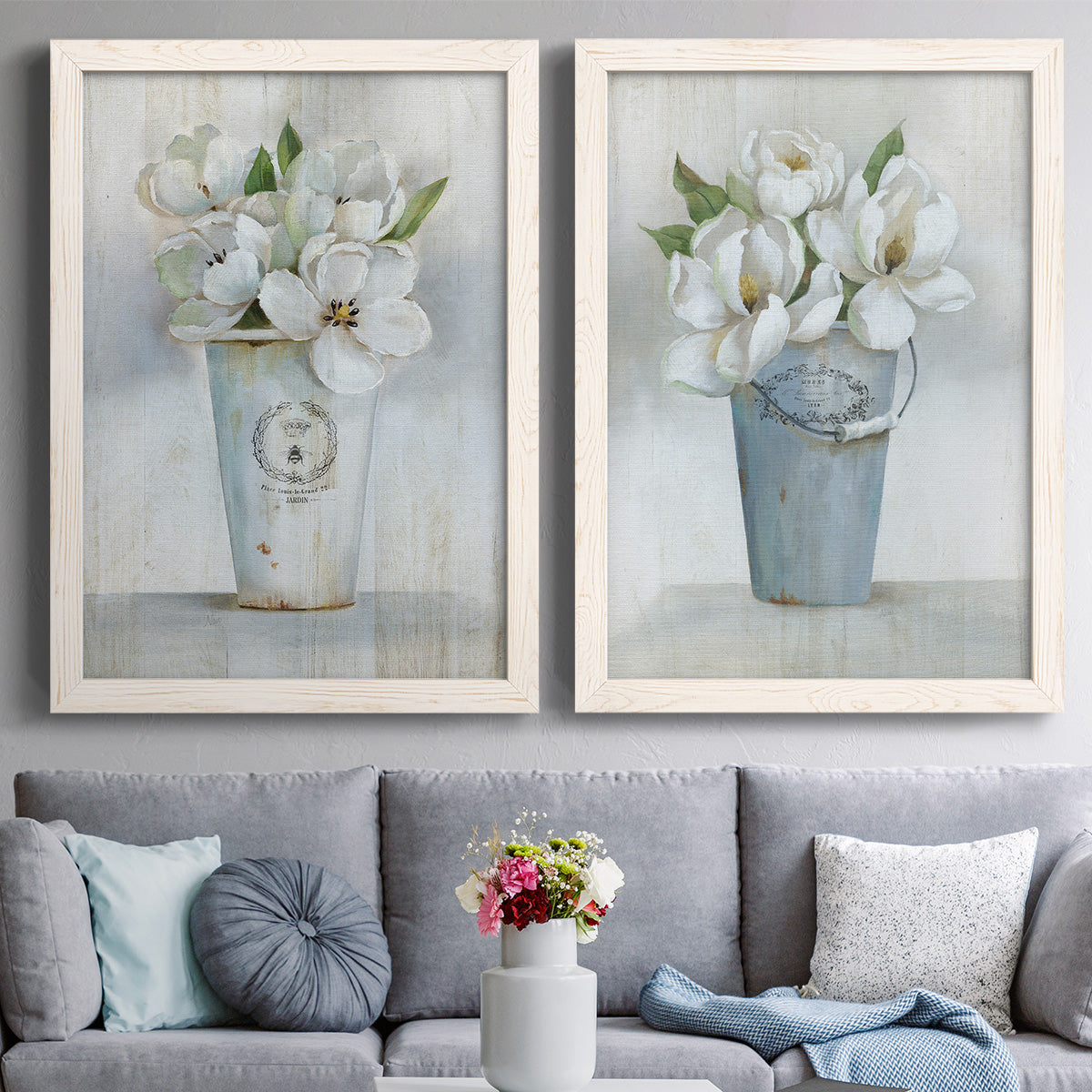 Fleuriste Francais I - Premium Framed Canvas 2 Piece Set - Ready to Hang