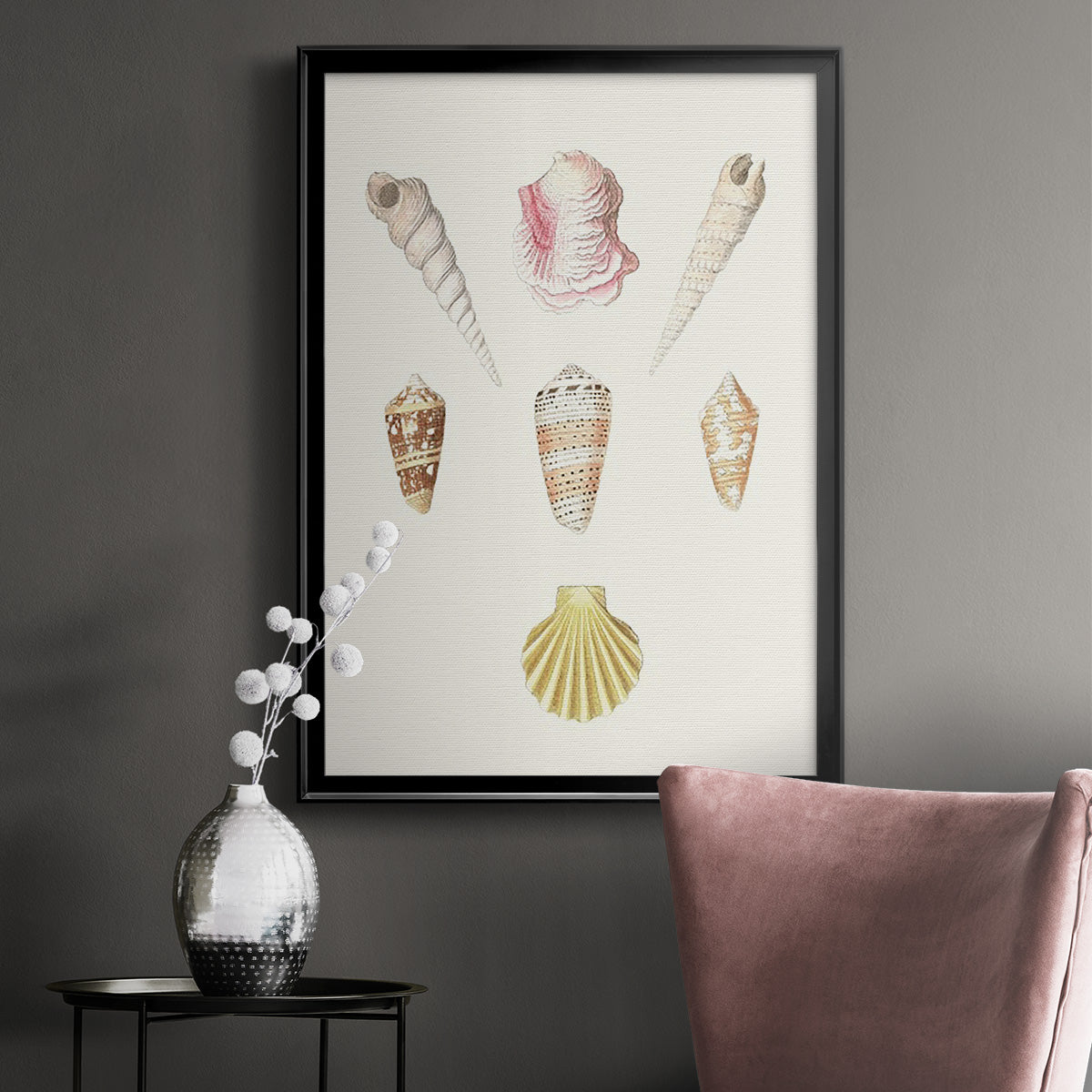 Pastel Knorr Shells I - Modern Framed Canvas Print