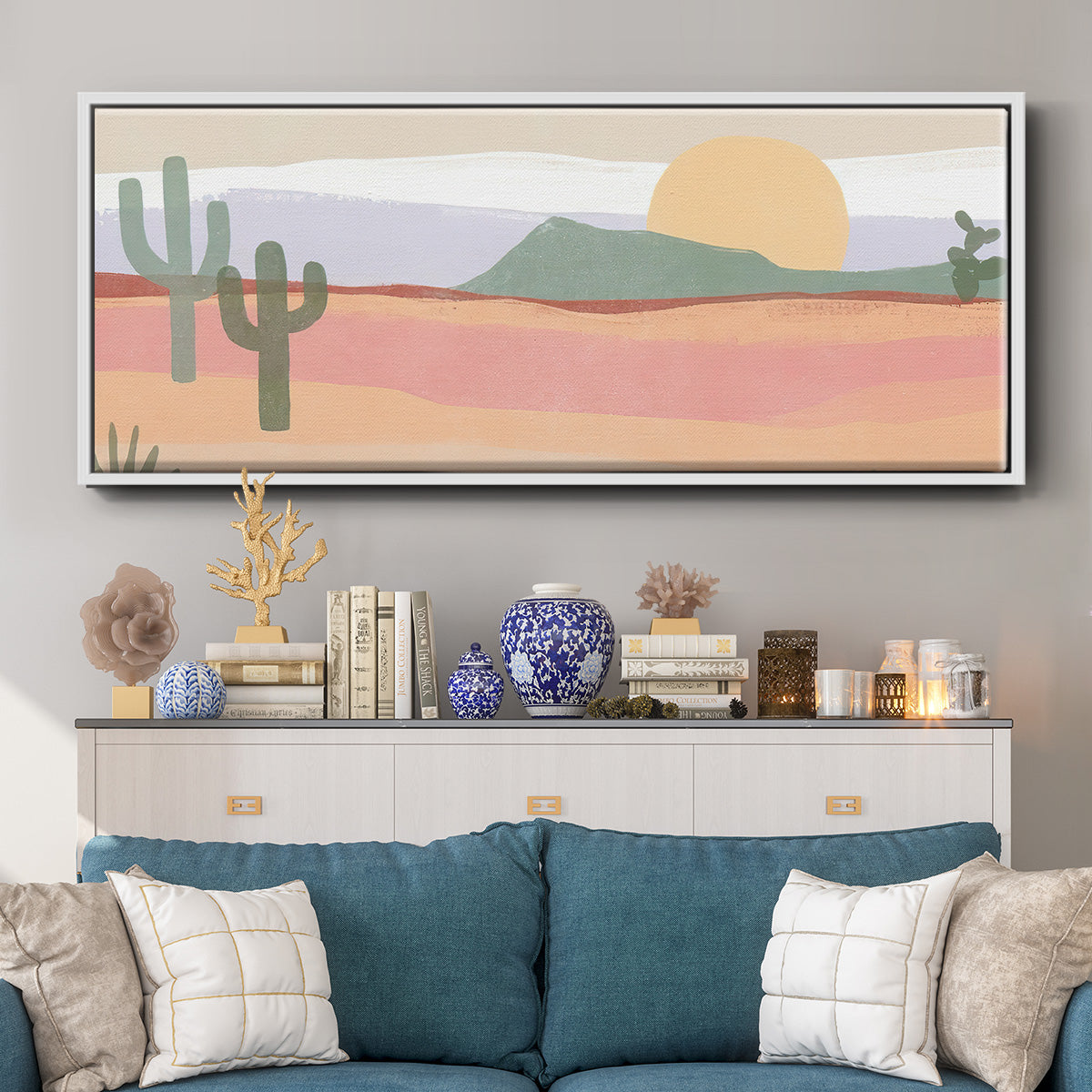 Cactus Plateau I - Floater Framed Canvas Print