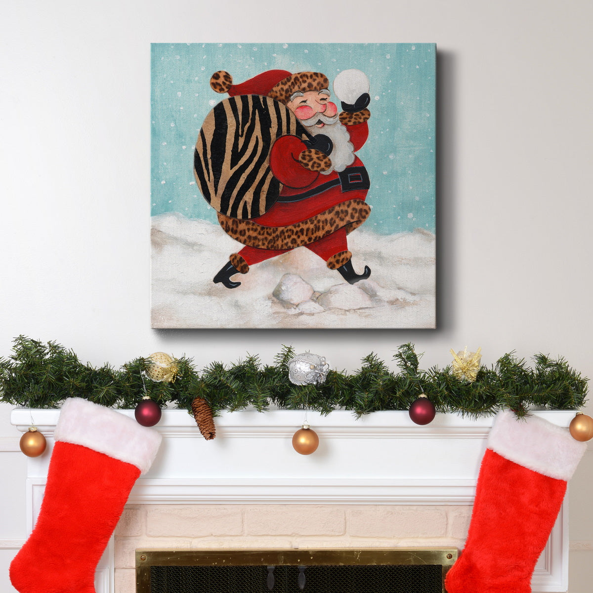 Santa And A Bay Of Toys-Premium Gallery Wrapped Canvas - Ready to Hang