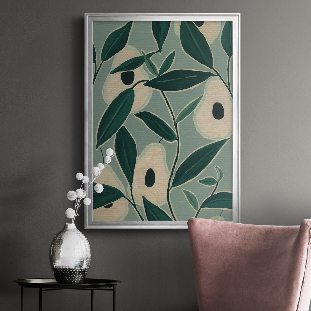 Monochrome Avocados - Modern Framed Canvas Print