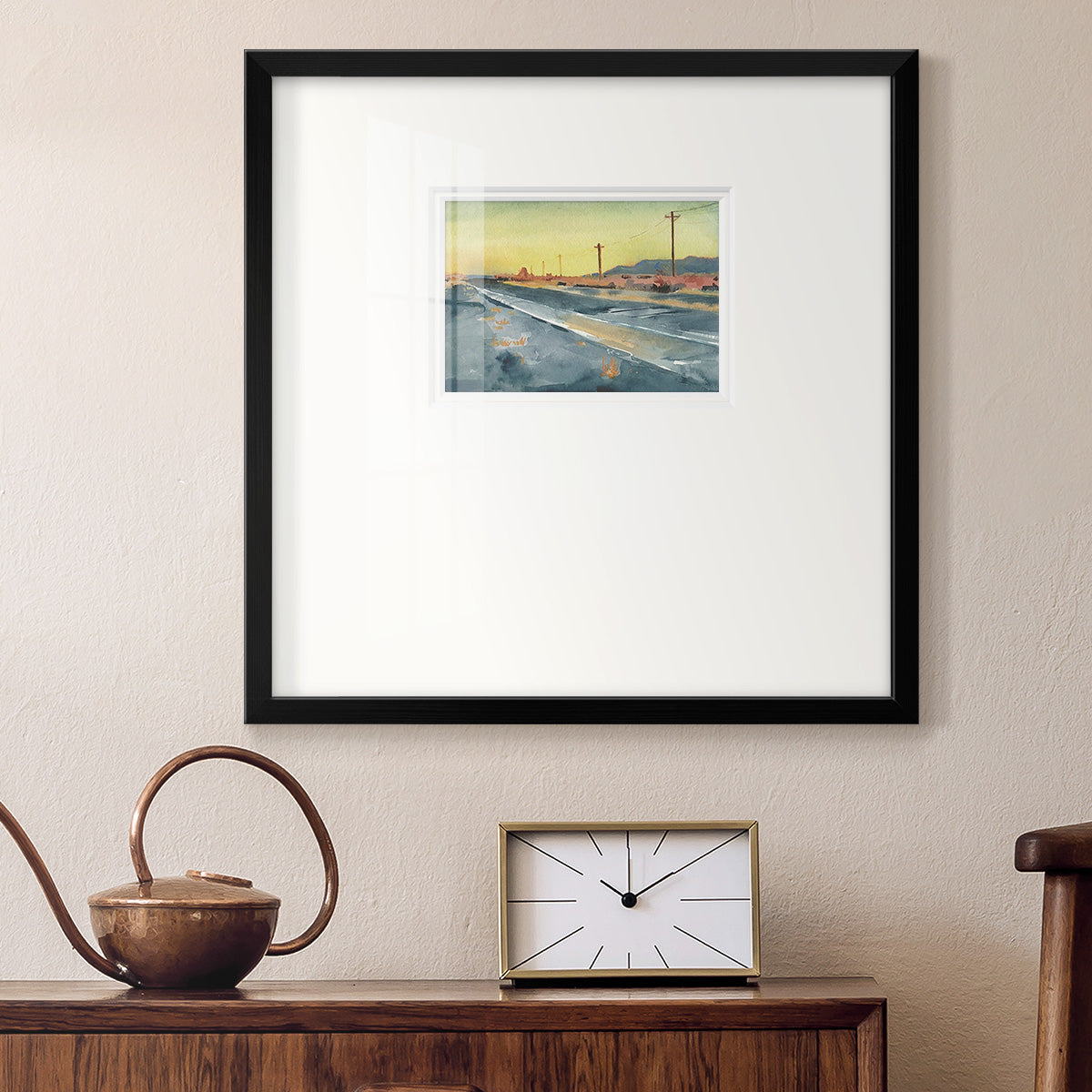 Deserted Highway I Premium Framed Print Double Matboard