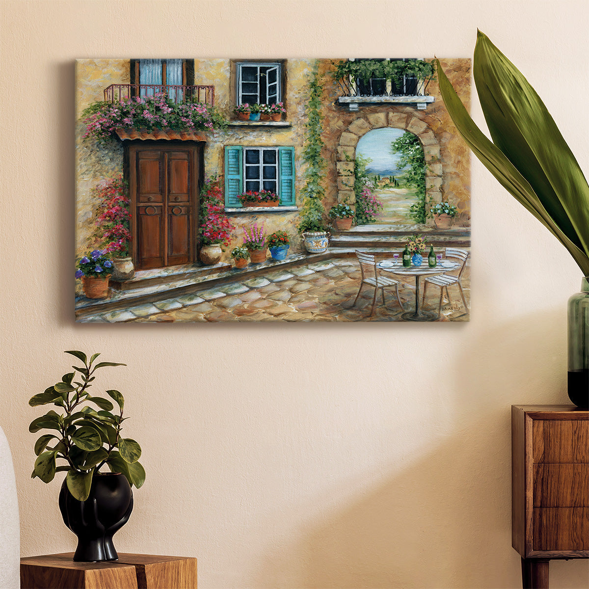 Tuscan Courtyard Premium Gallery Wrapped Canvas - Ready to Hang