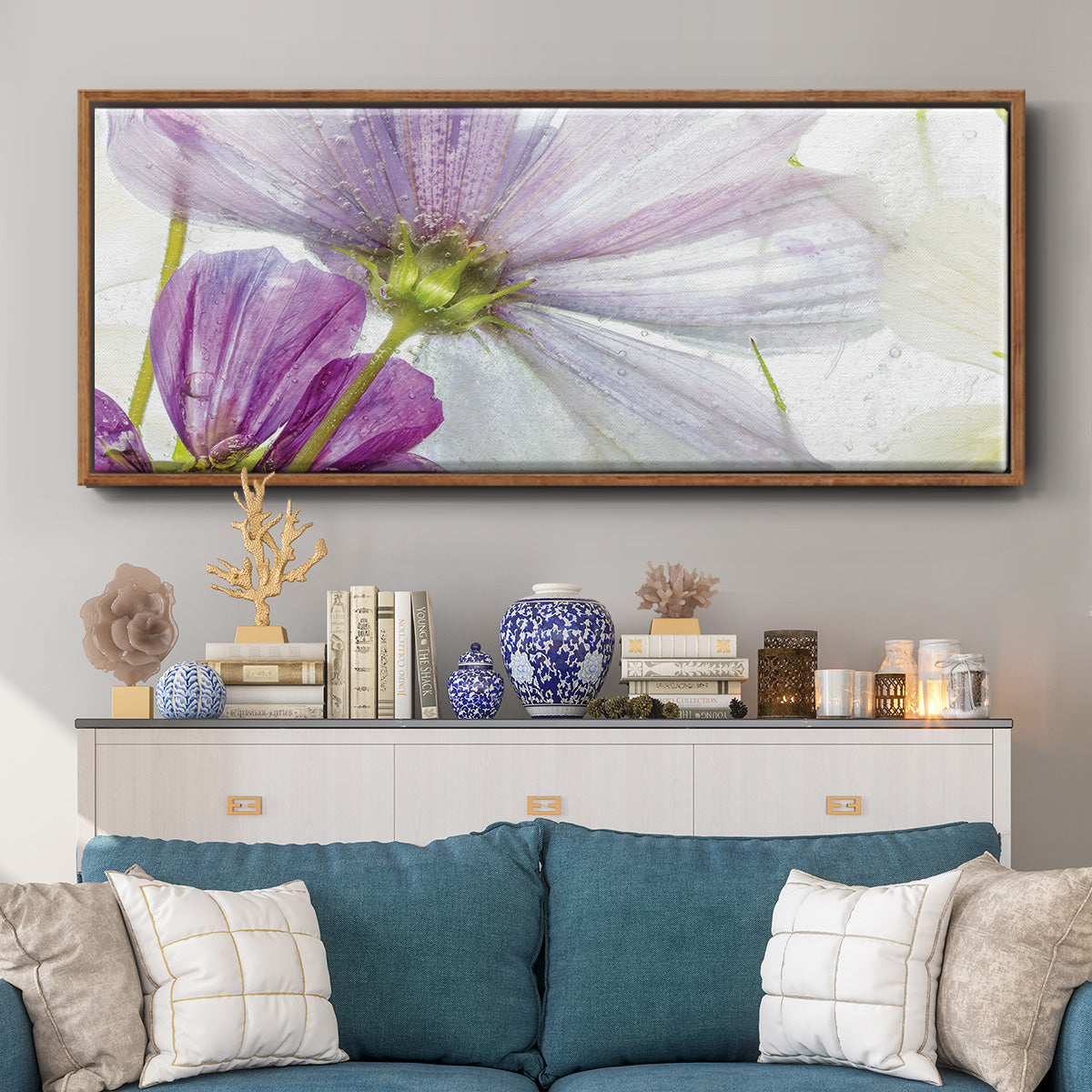 Frozen Floral I - Floater Framed Canvas Print