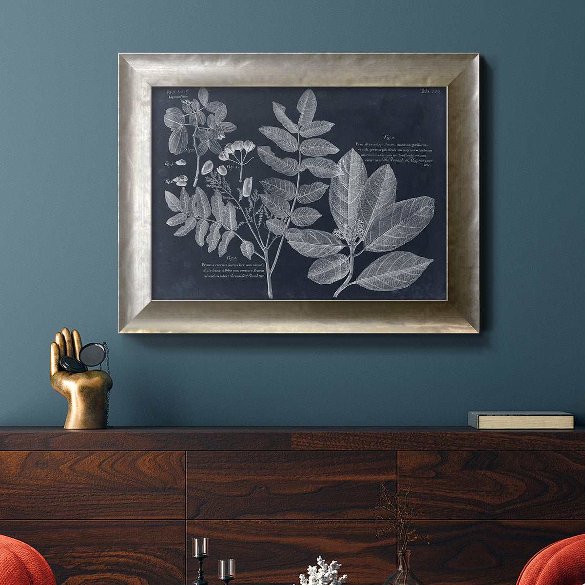 Foliage on Navy V Premium Framed Canvas- Ready to Hang