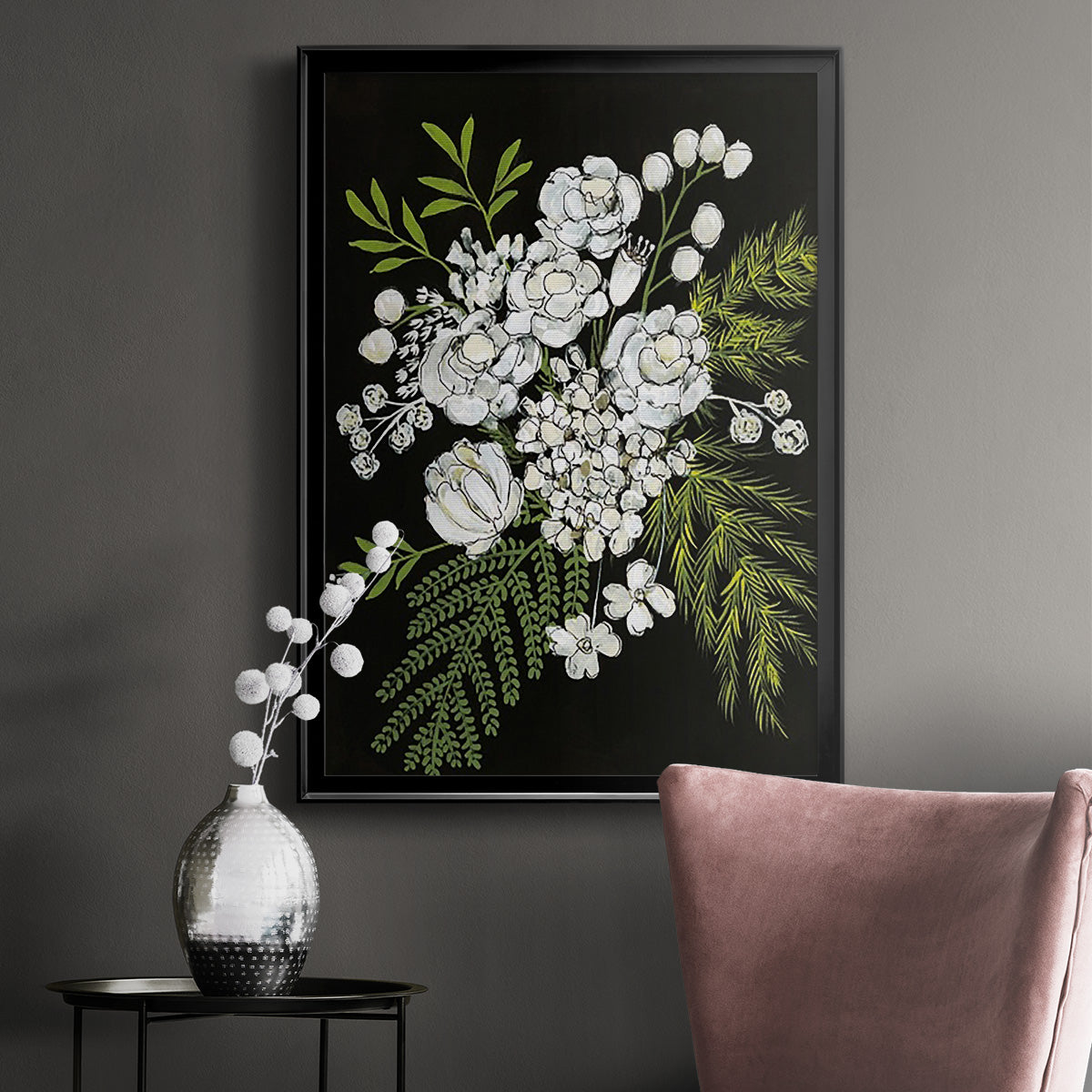 Alabaster Bouquet I - Modern Framed Canvas Print