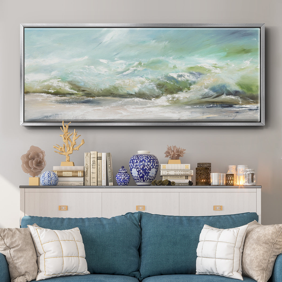 Dancing on the Waves II - Floater Framed Canvas Print