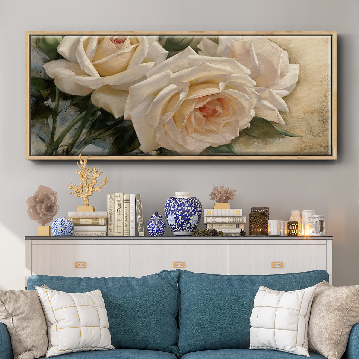 La Roseraie I - Floater Framed Canvas Print