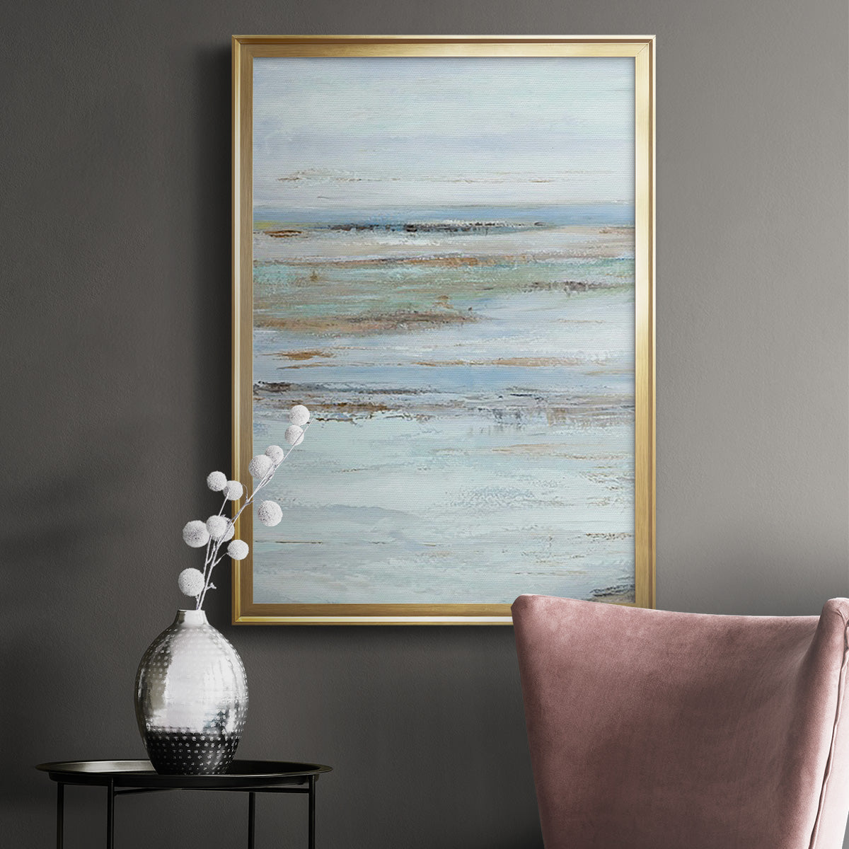 Muted Misty Marsh I - Modern Framed Canvas Print