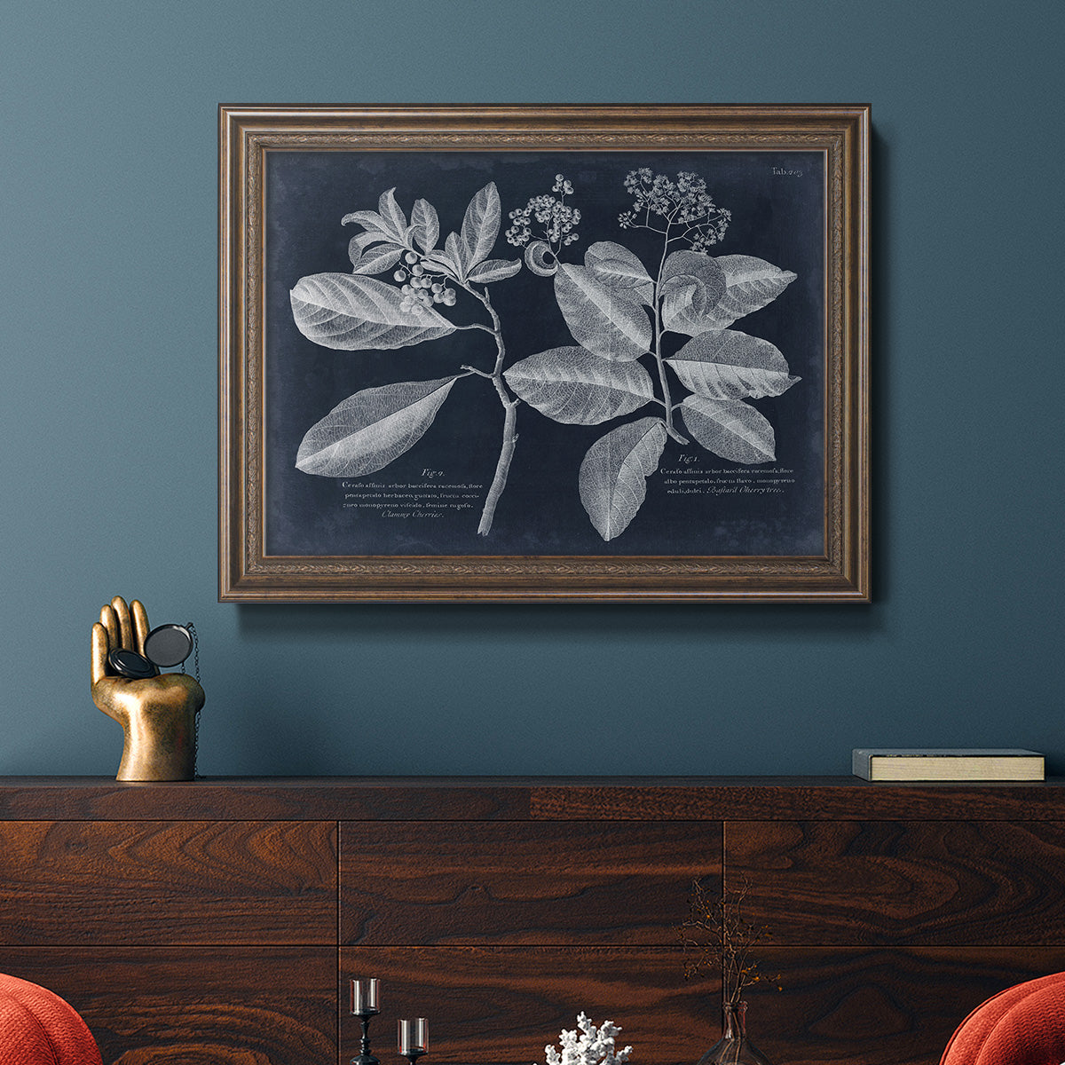 Foliage on Navy IV Premium Framed Canvas- Ready to Hang