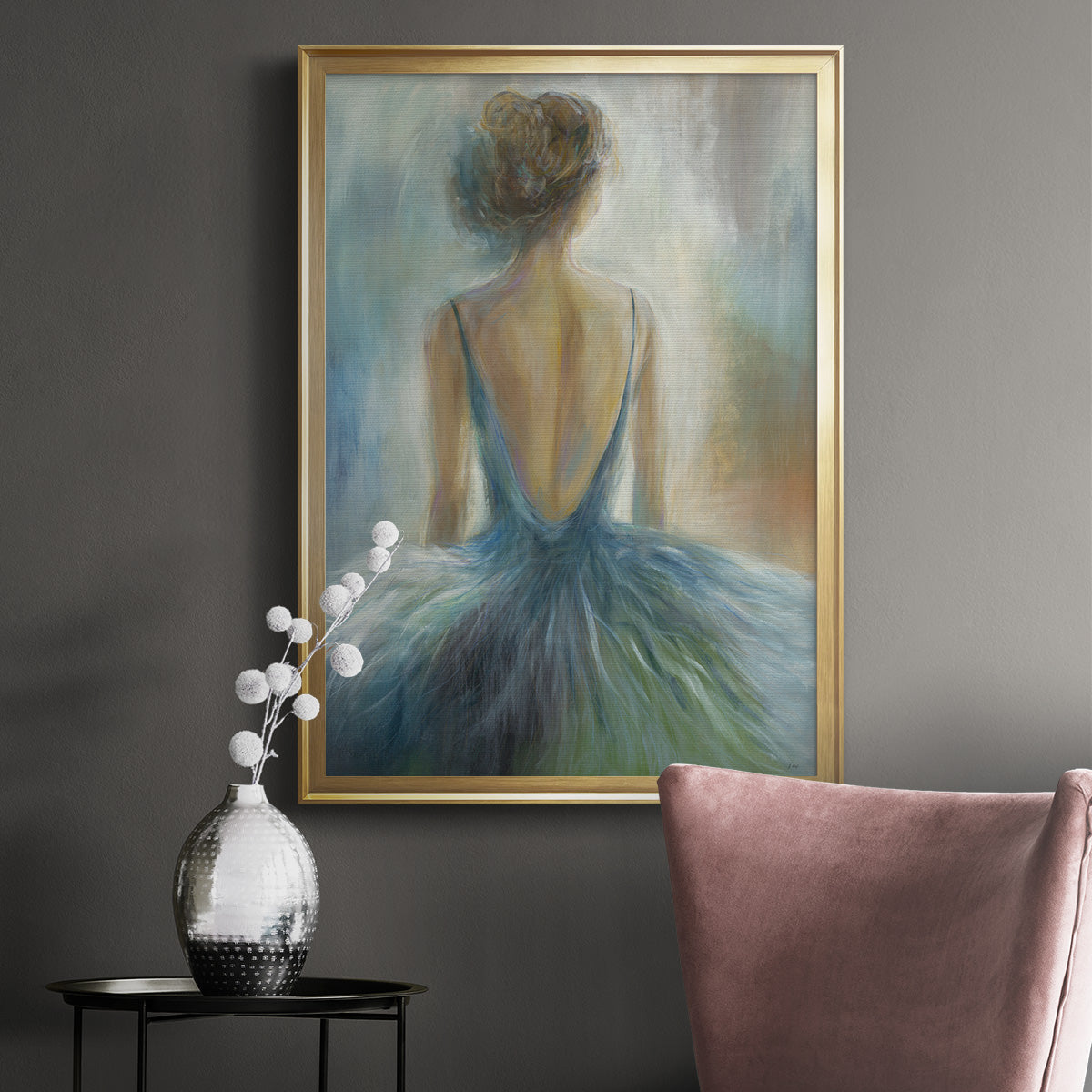 Lady in Blue -  Framed Canvas Print