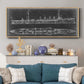 Navy Cruiser Blueprint - Floater Framed Canvas Print