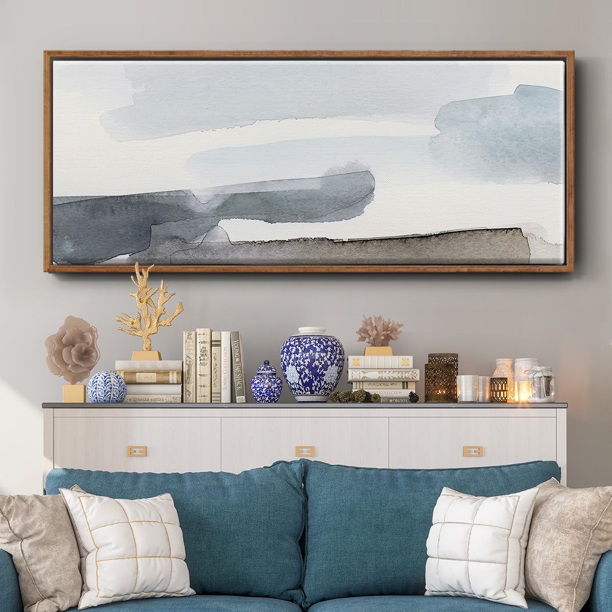 Coastal Tones IV - Floater Framed Canvas Print