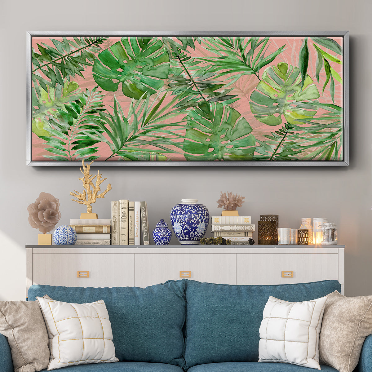 Tropical Sketchbook Coral - Floater Framed Canvas Print
