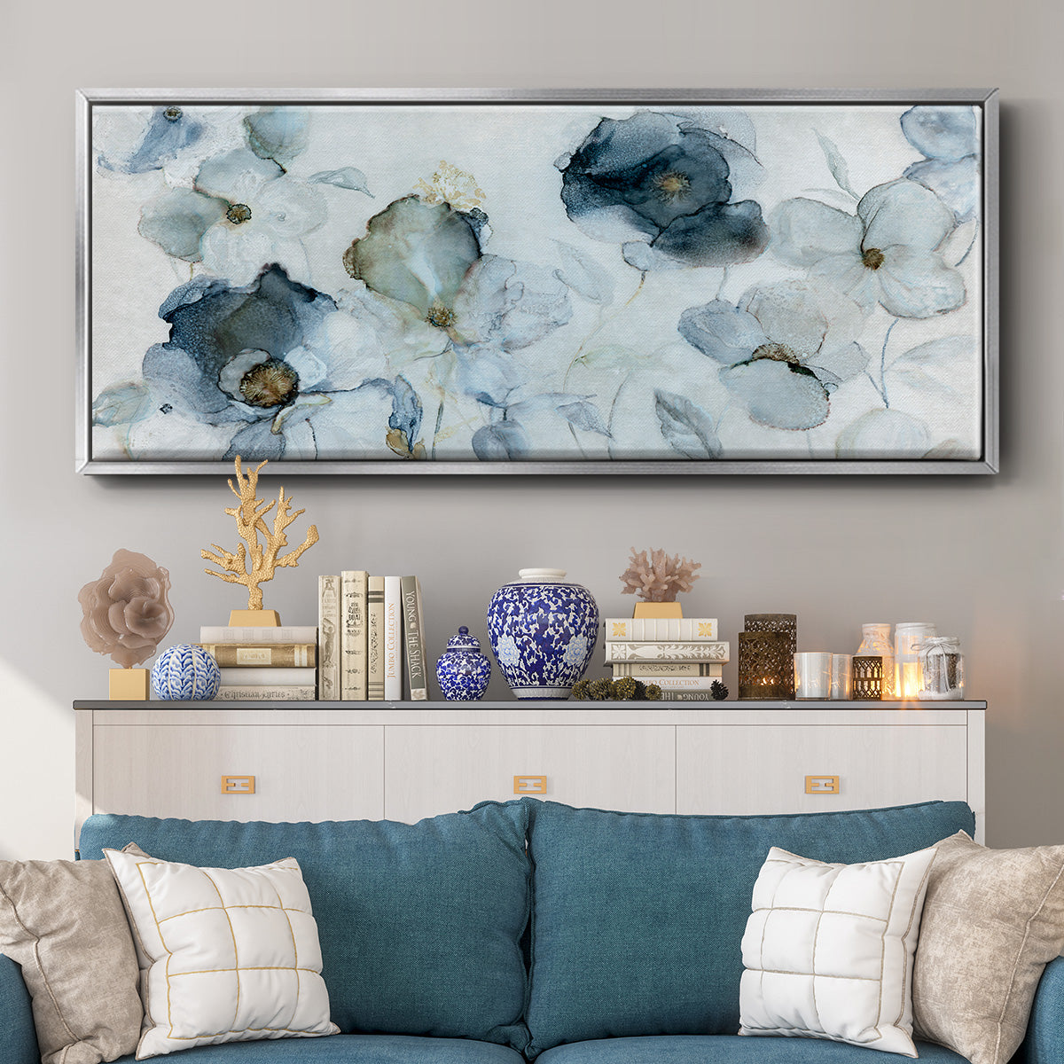 Flowering Indigo - Floater Framed Canvas Print