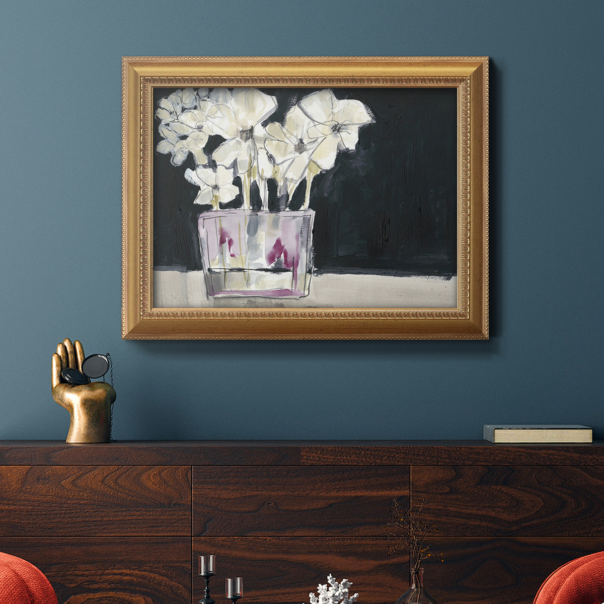 White Flowers in Fuchsia II Premium Framed Canvas- Ready to Hang