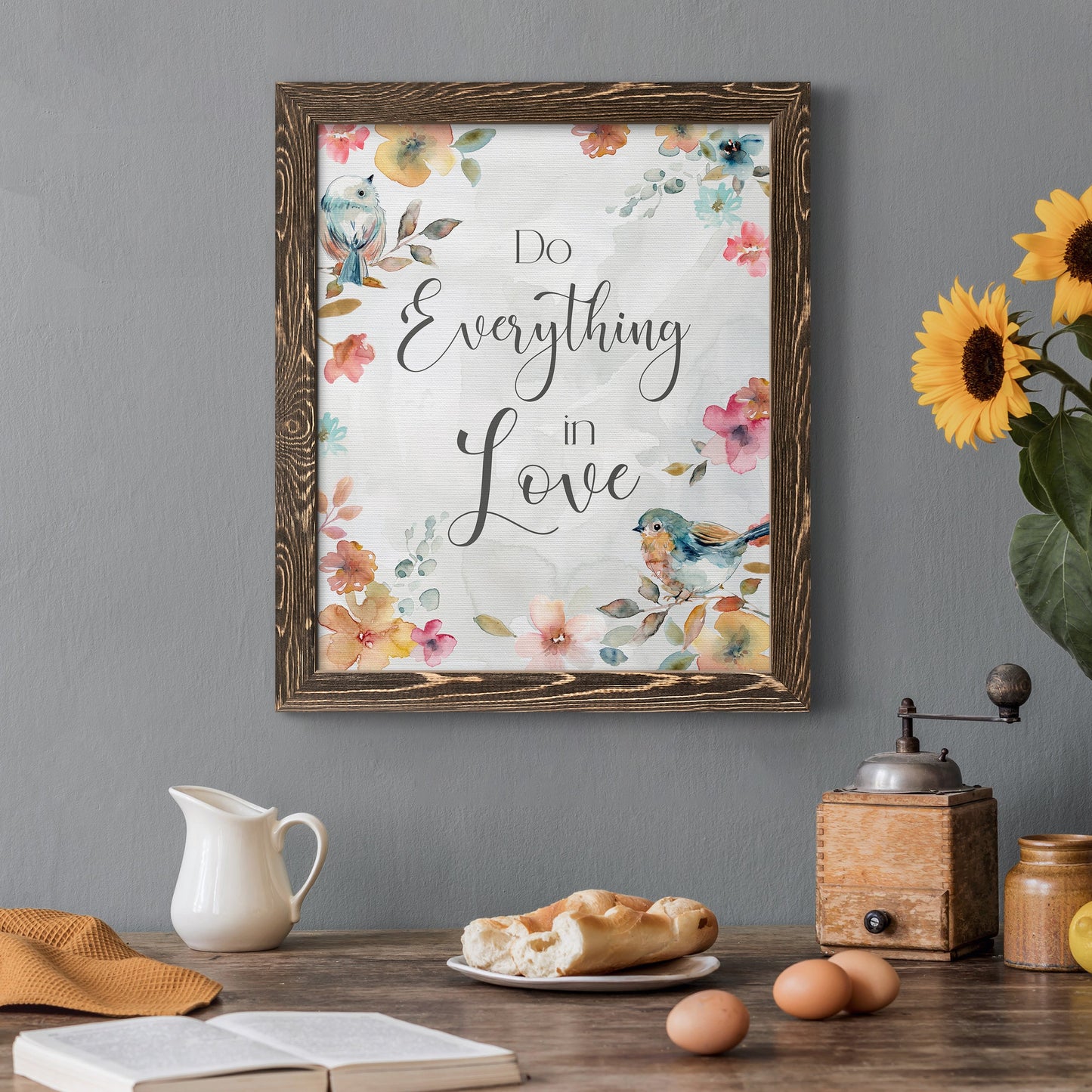 Spring Bird Love - Premium Canvas Framed in Barnwood - Ready to Hang